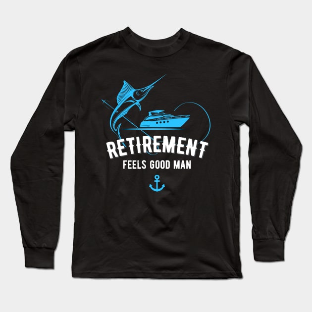 Retirement Boat Fishing Funny Fisherman Design Long Sleeve T-Shirt by Foxxy Merch